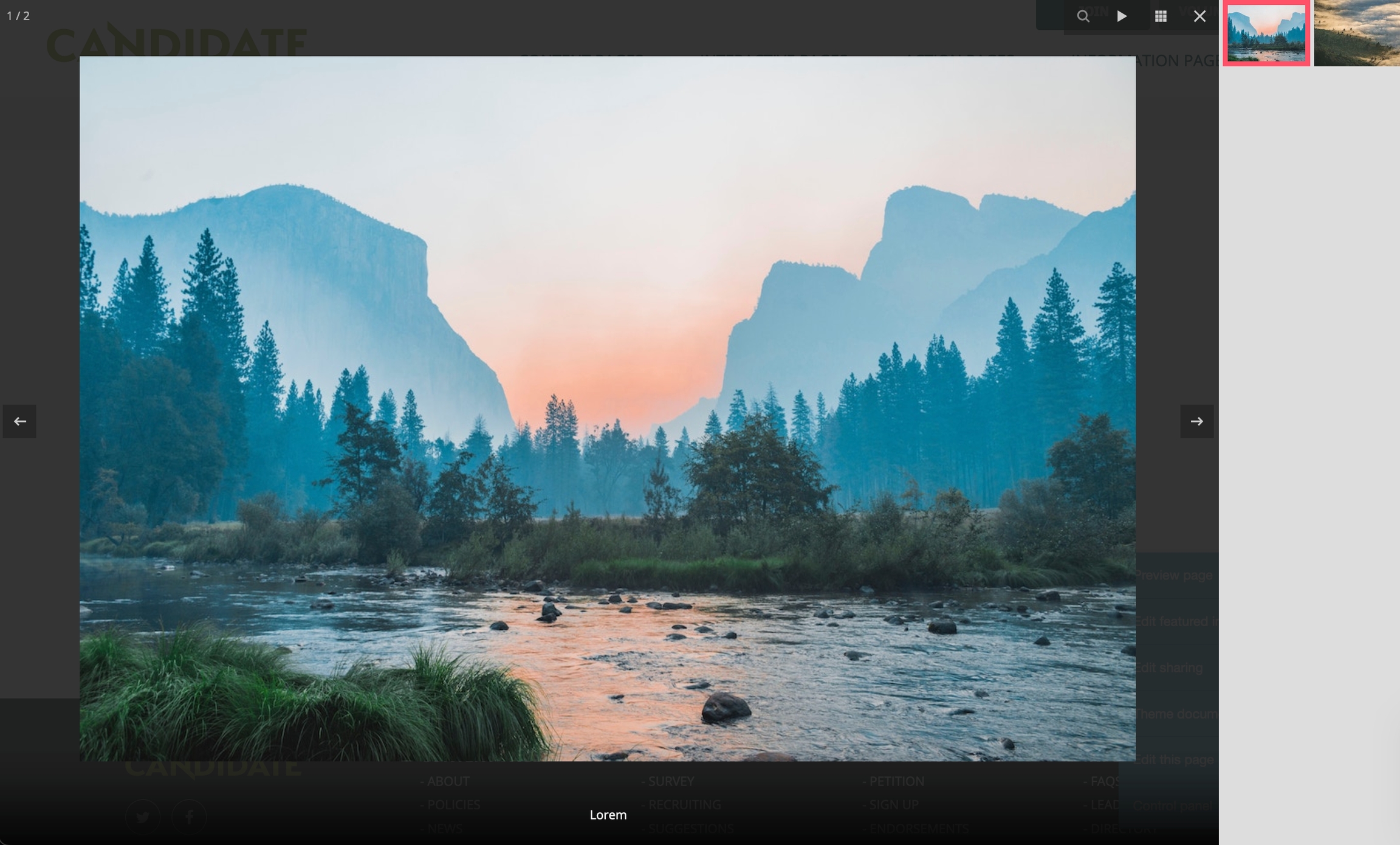 Image Gallery Selected Preview
