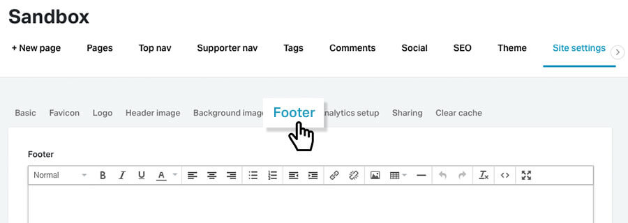 Where to add footer text