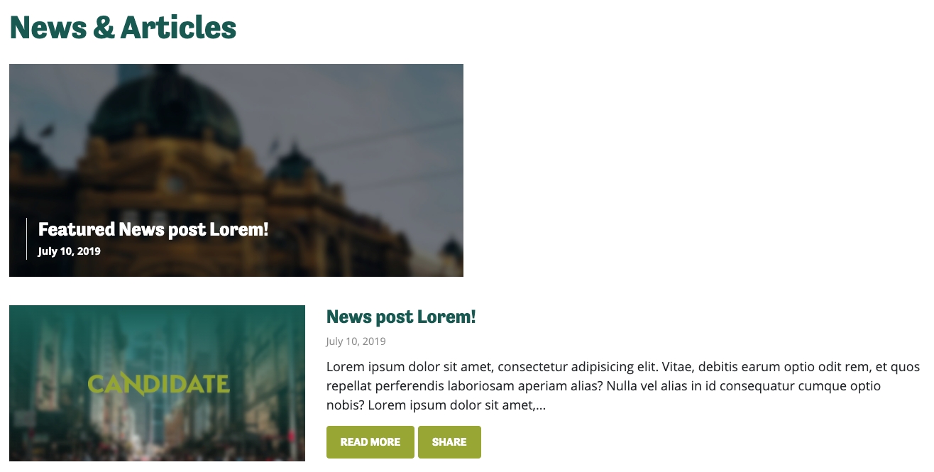Featured Blog Post Example using Candidate Theme