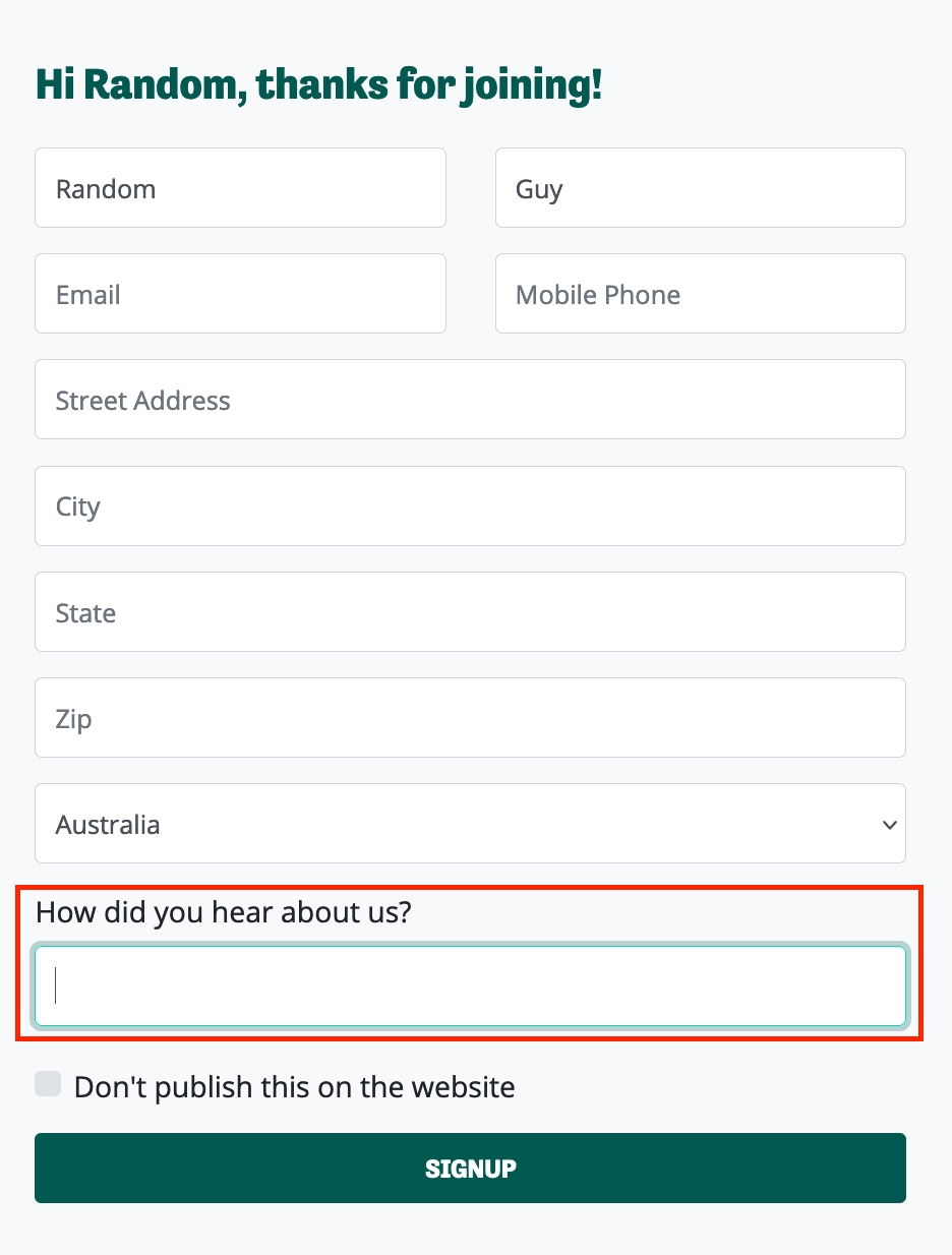 Custom Field Input Example