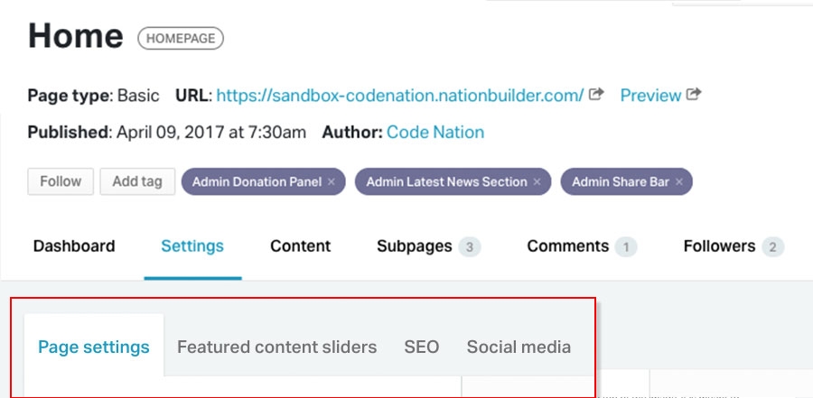 Where to find these additional page settings